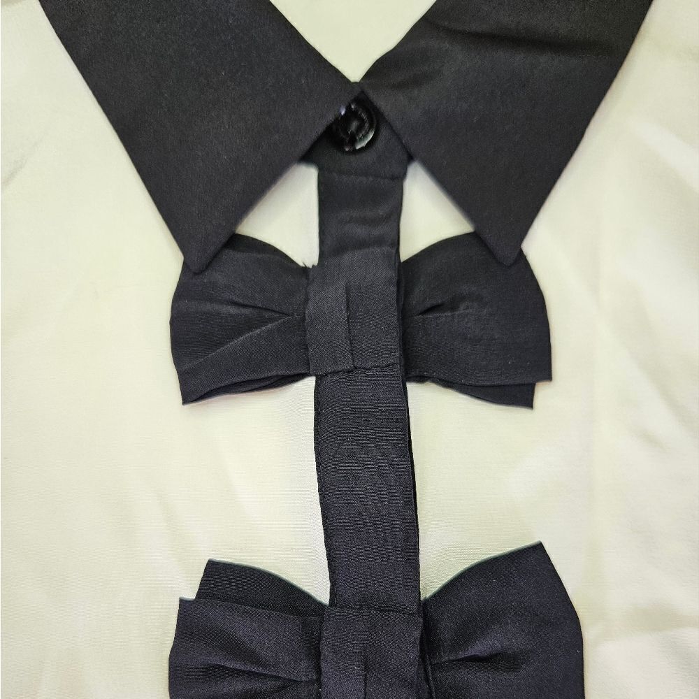 Kate Spade Bow Placket 100% Silk Long Sleeve Go Fly a Kite Collared Blouse Top S - Picture 6 of 9